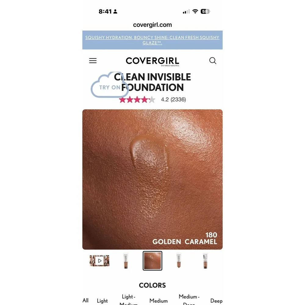 Covergirl Clean Invisible Foundation‎ 180 Golden Carmel